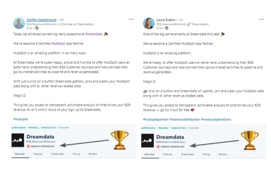Steffen Hedebrandt 대 Laura Erdem LinkedIn 게시물