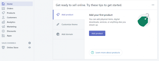 Interfejs użytkownika Shopify