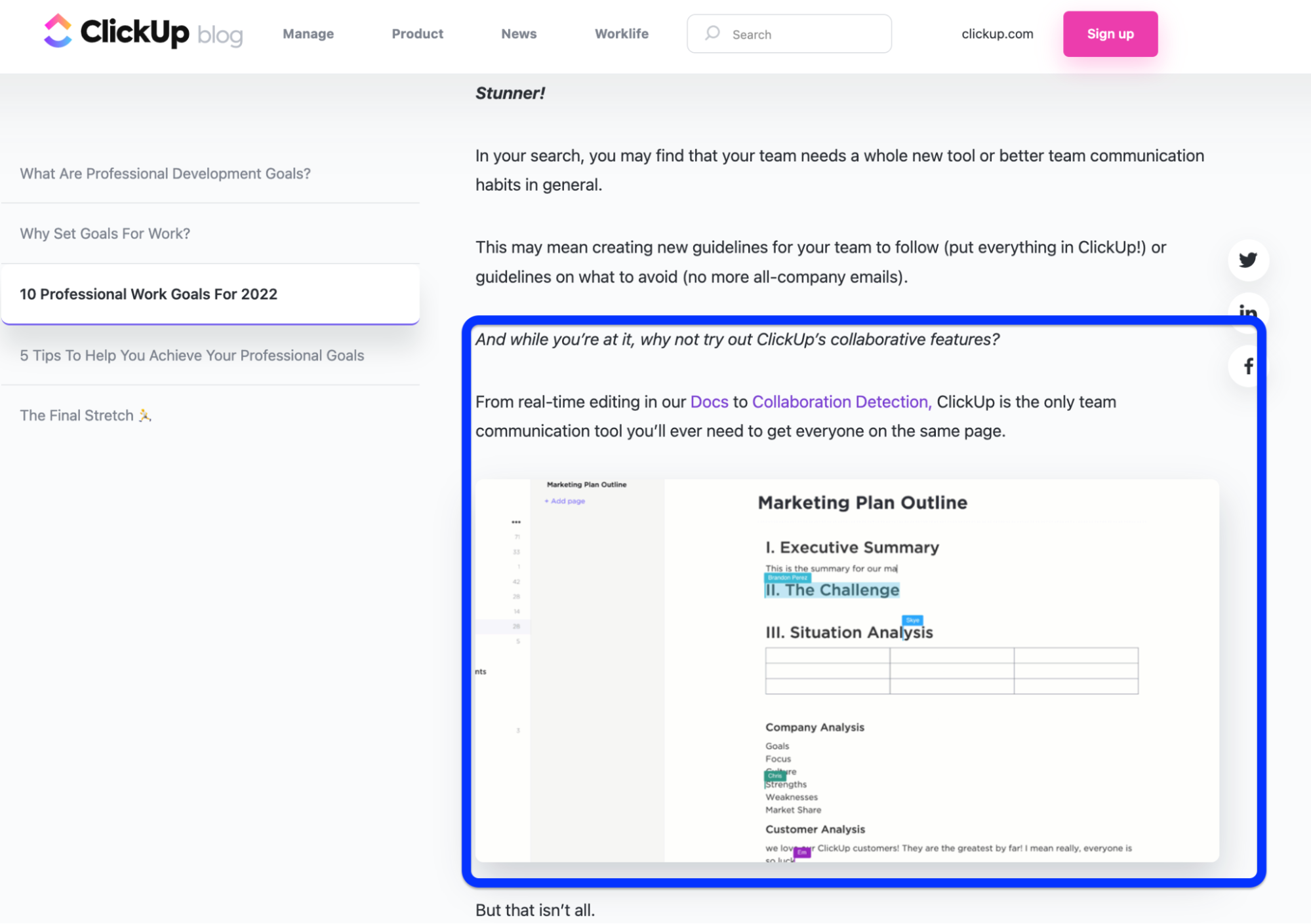 Funzionalità collaborative di ClickUp
