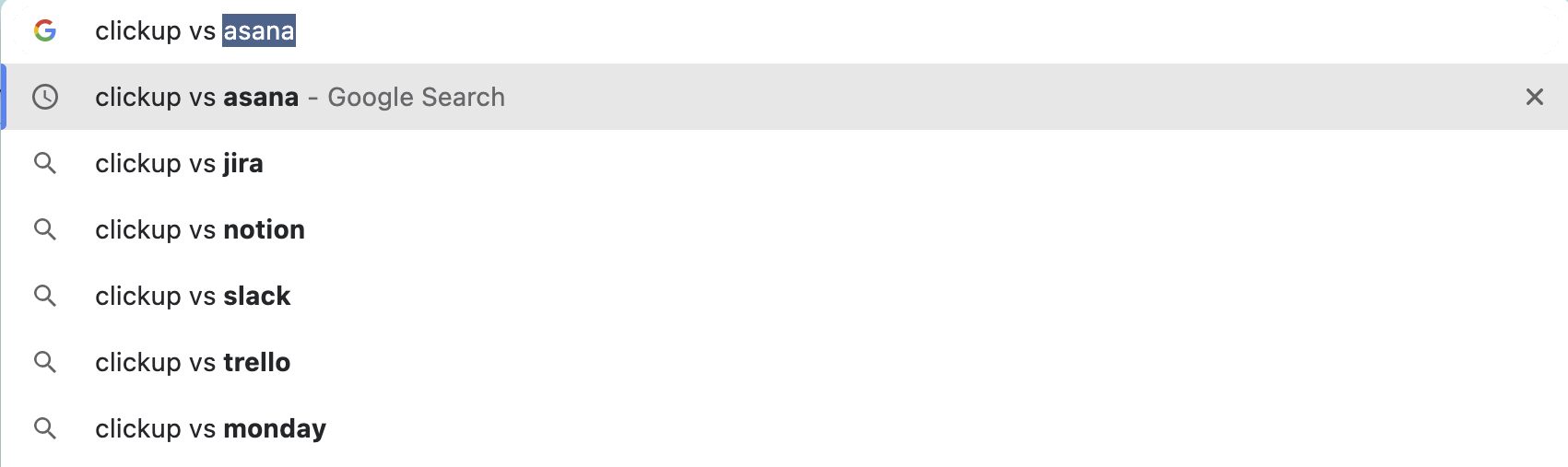 ClickUp vs Asana riempimento automatico