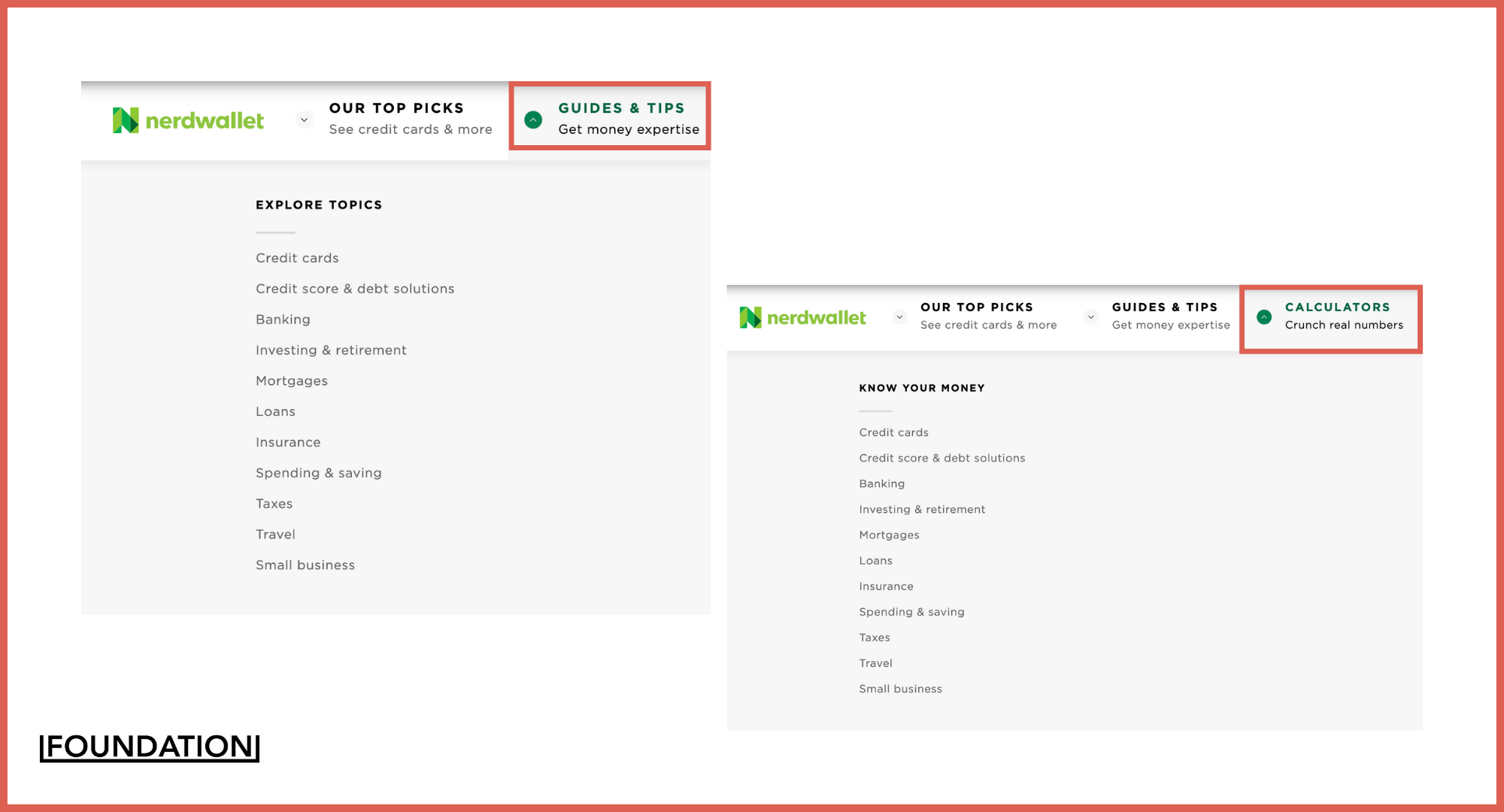 NerdWallet 的工具和指南菜单比较
