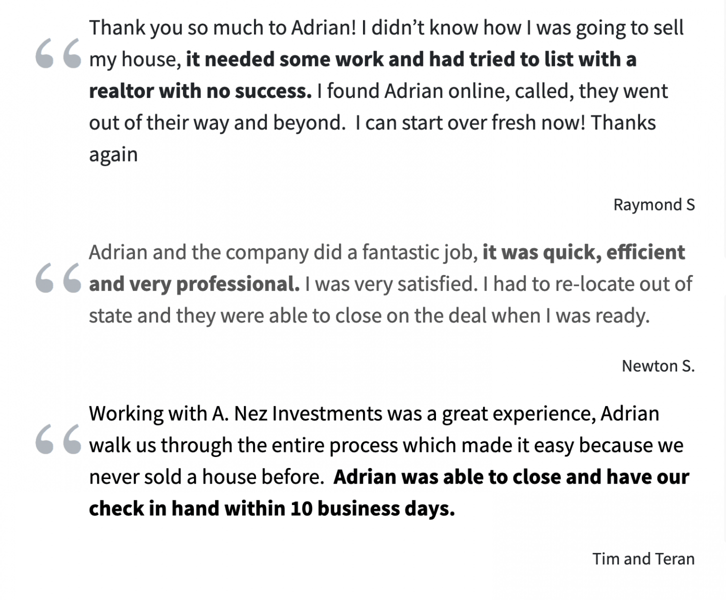 不動産の証言の例