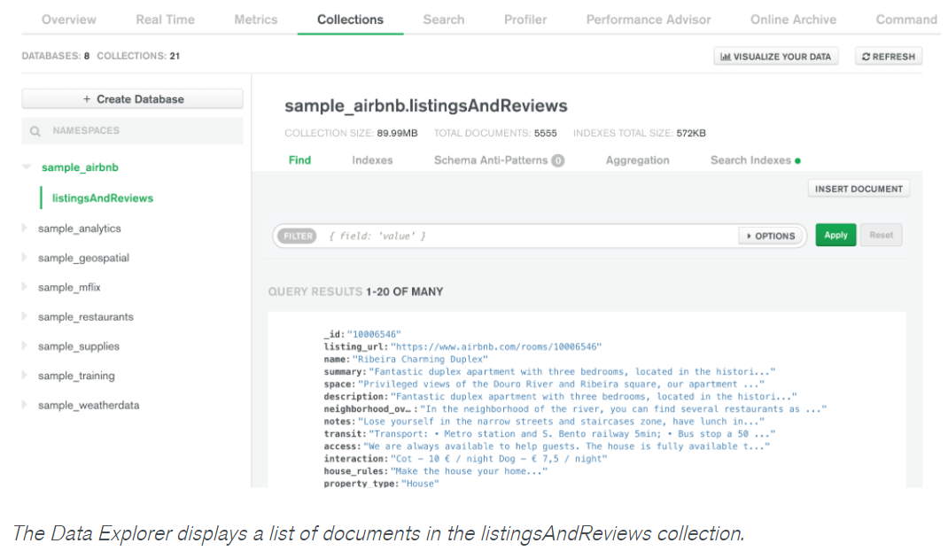 작동 중인 MongoDB API