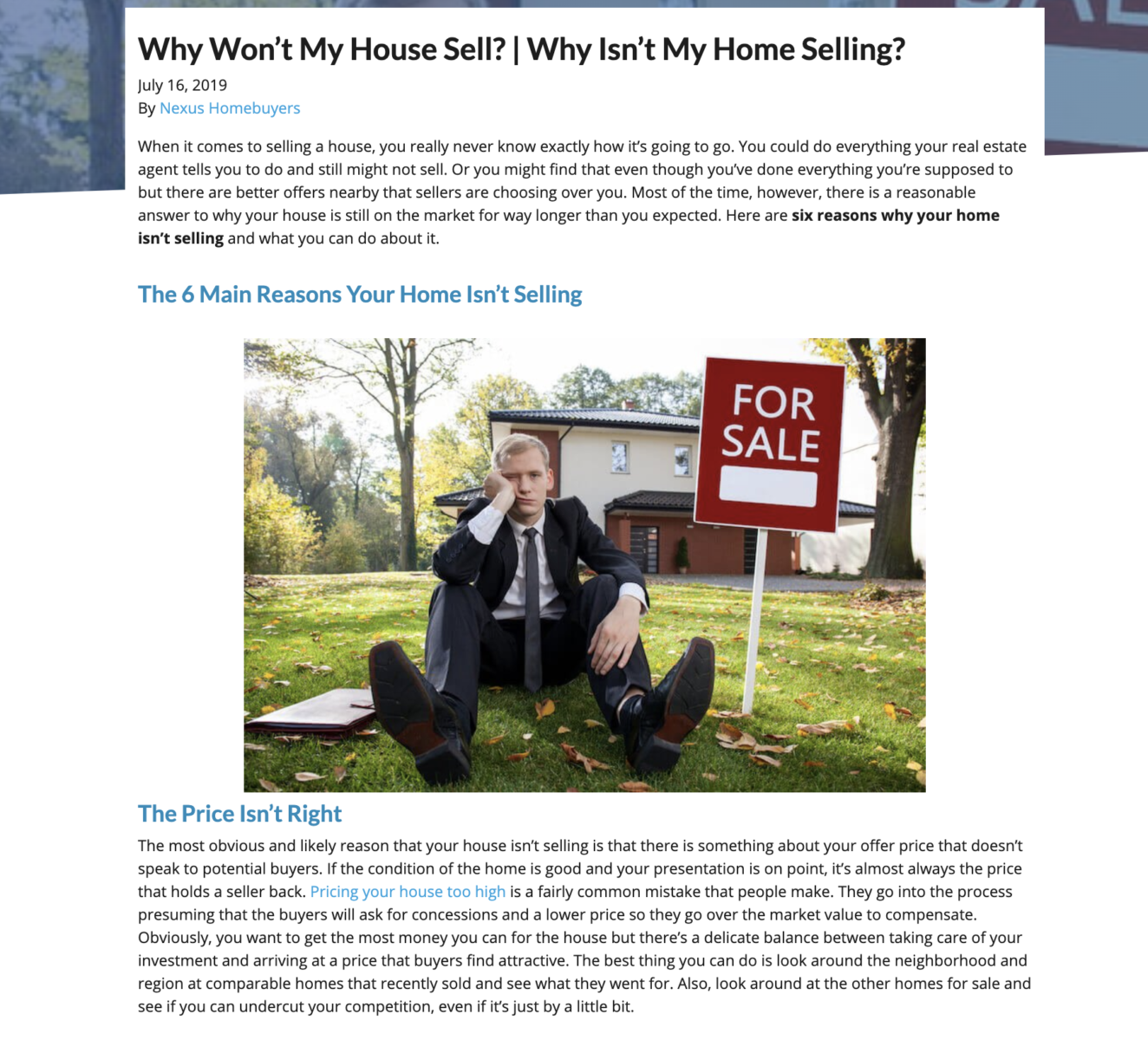 contenuto del blog immobiliare