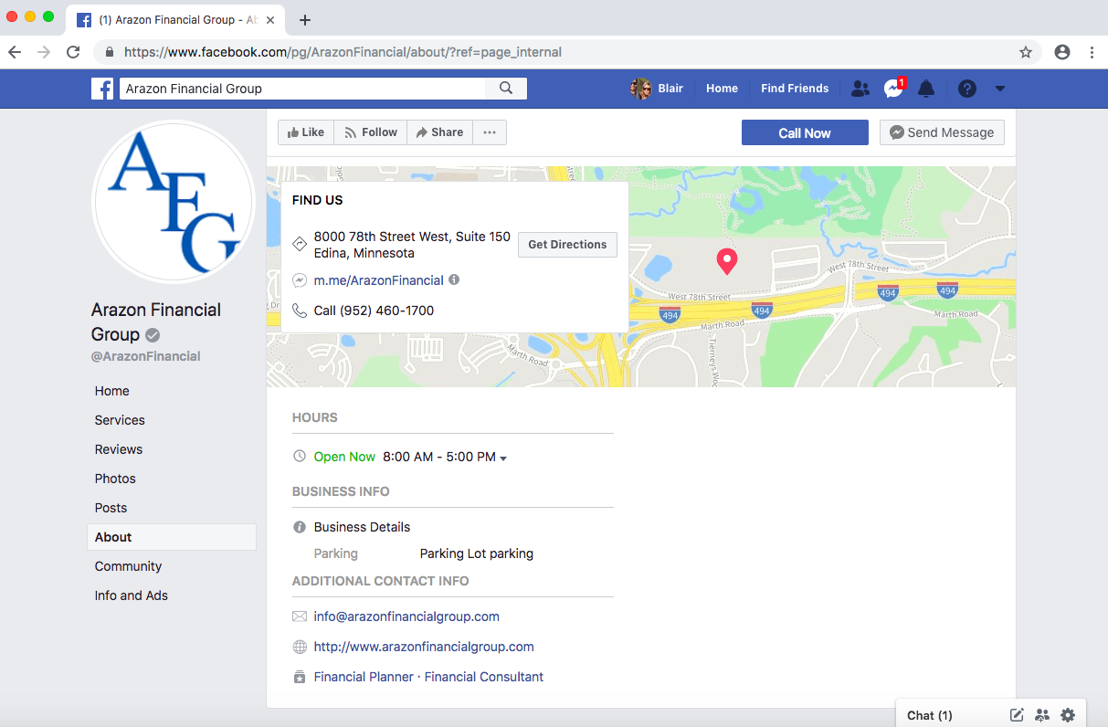 아라존금융그룹 페이스북 페이지 예시