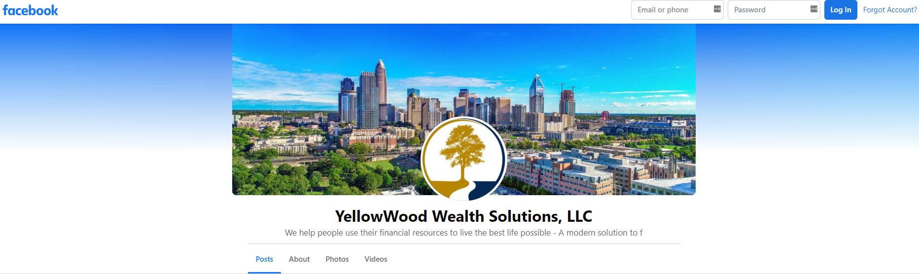 Yellowwood Wealth Solutions Facebook 페이지 예