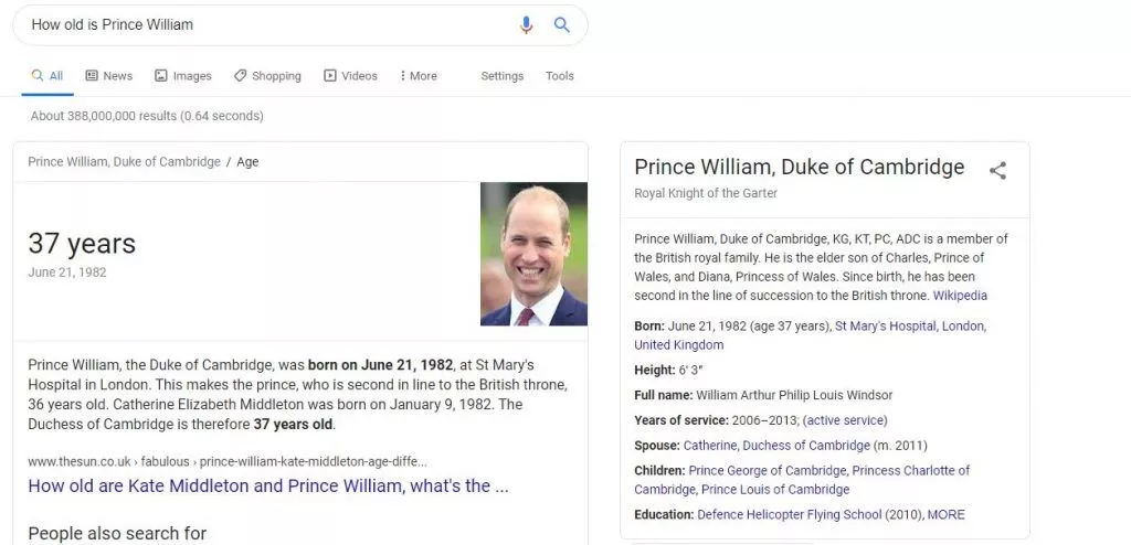 Sıfır tıklama arama örneği