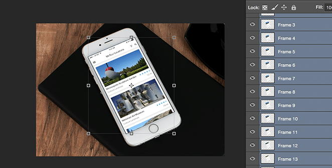 플라이휠 애니메이션 스크린샷에 의한 레이아웃 스크린샷 기울이기
