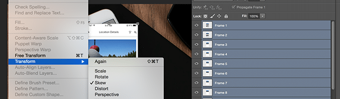 플라이휠 애니메이션 스크린샷에 의한 레이아웃 변형 스큐