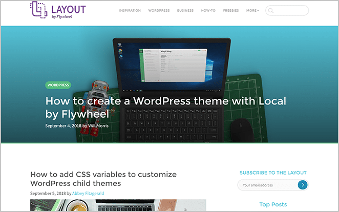 Пример верстки скриншота сайта wordpress блога