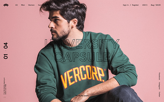 Скриншот веб-сайта с одеждой Пример веб-сайта электронной коммерции WordPress