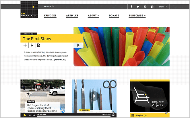 99% невидимый скриншот сайта WordPress пример блога