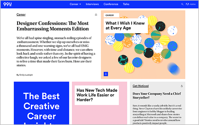 Скриншот сайта 99U пример блога wordpress