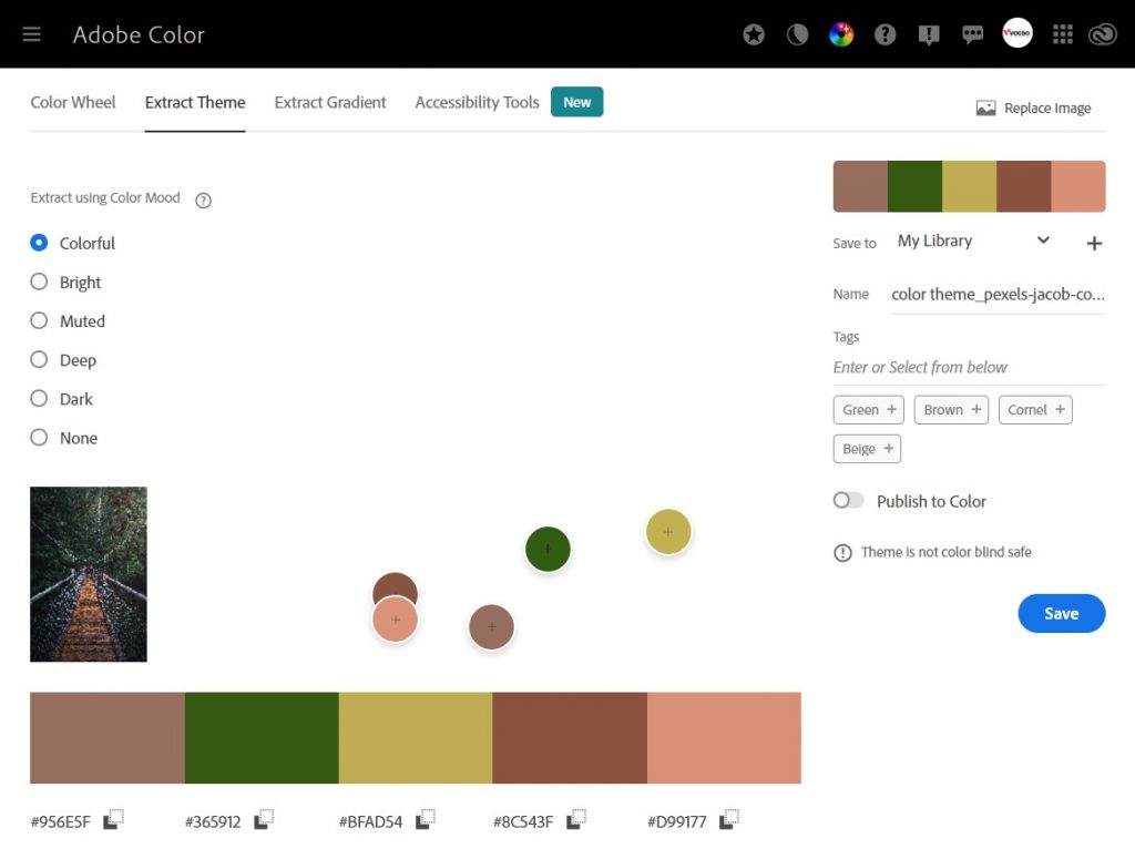 画像アドビカラーからのカラーテーマ