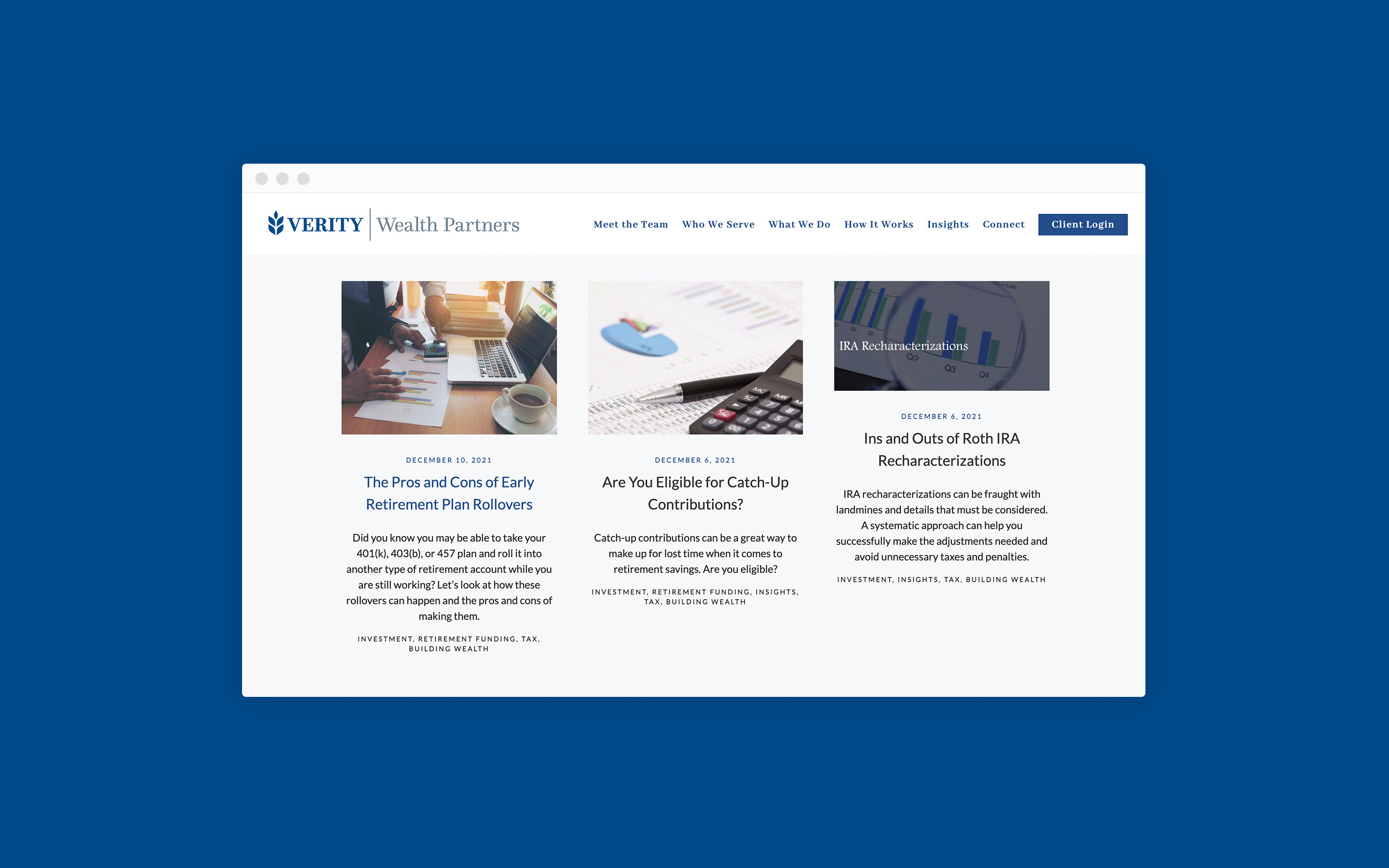 Информационная страница Verity Wealth Partners