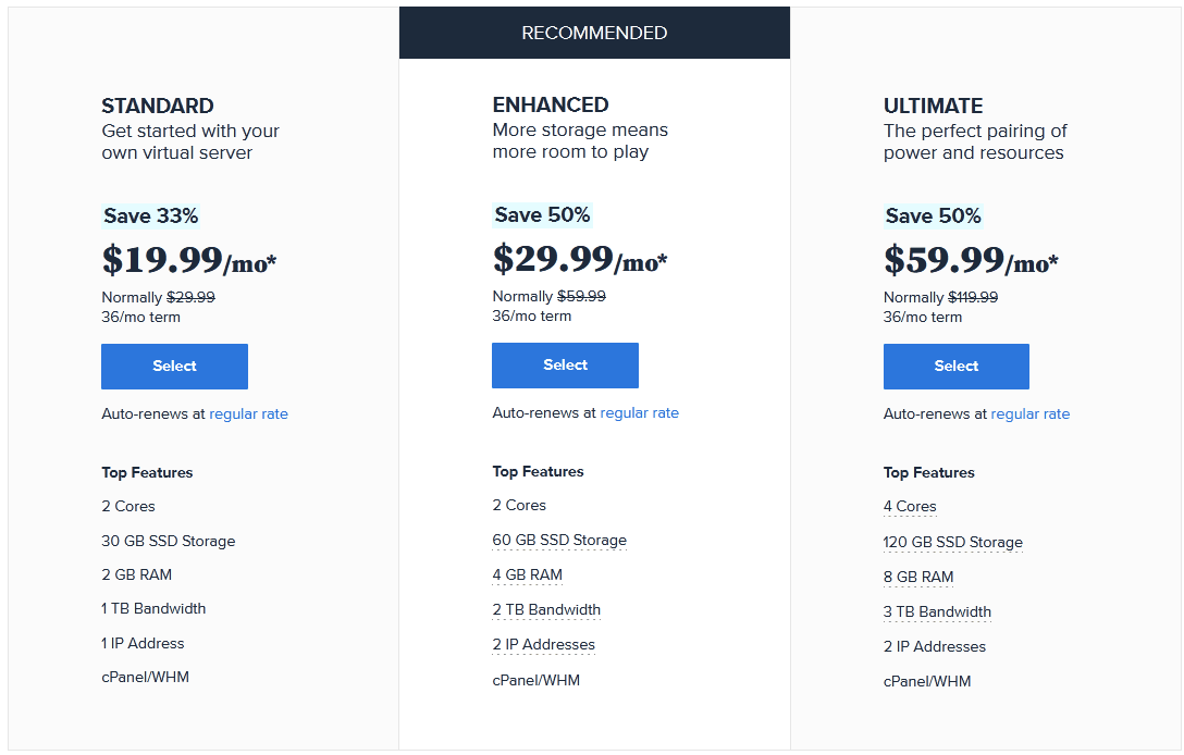 用於 VPS 可靠性的專用服務器資源