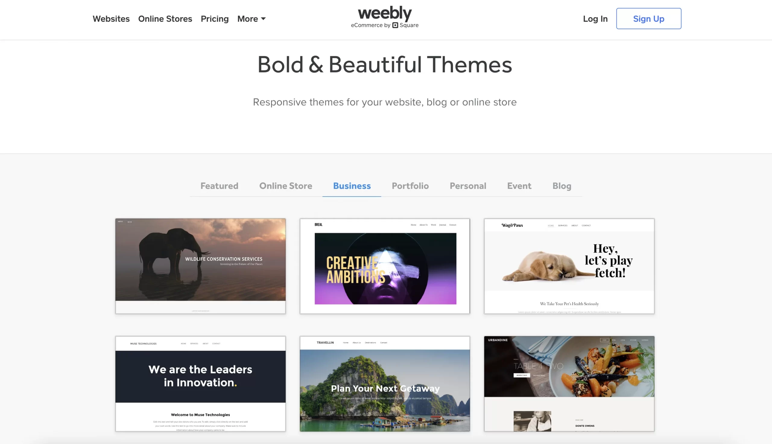 Loja de temas do Weebly