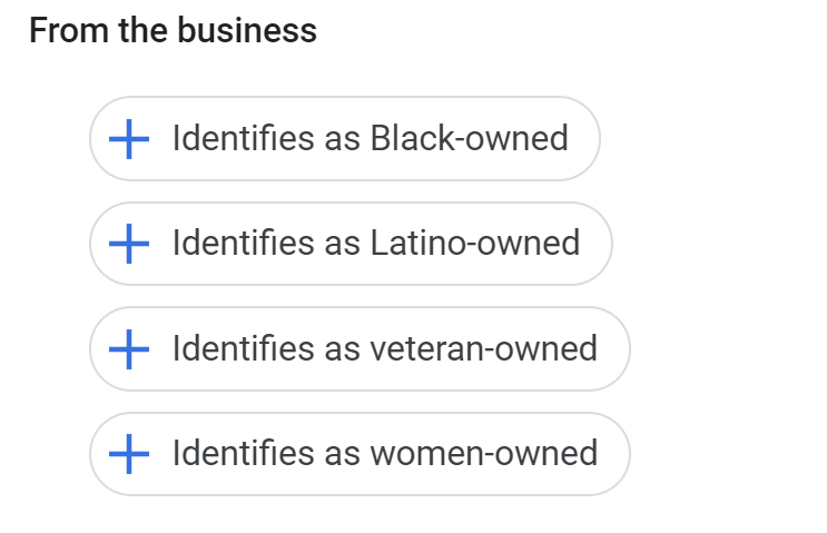 ตัวอย่างแอตทริบิวต์ข้อมูลธุรกิจของ Google