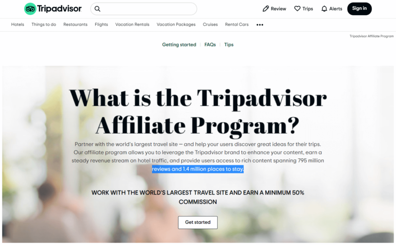 Programa de marketing de afiliados de Tripadvisor