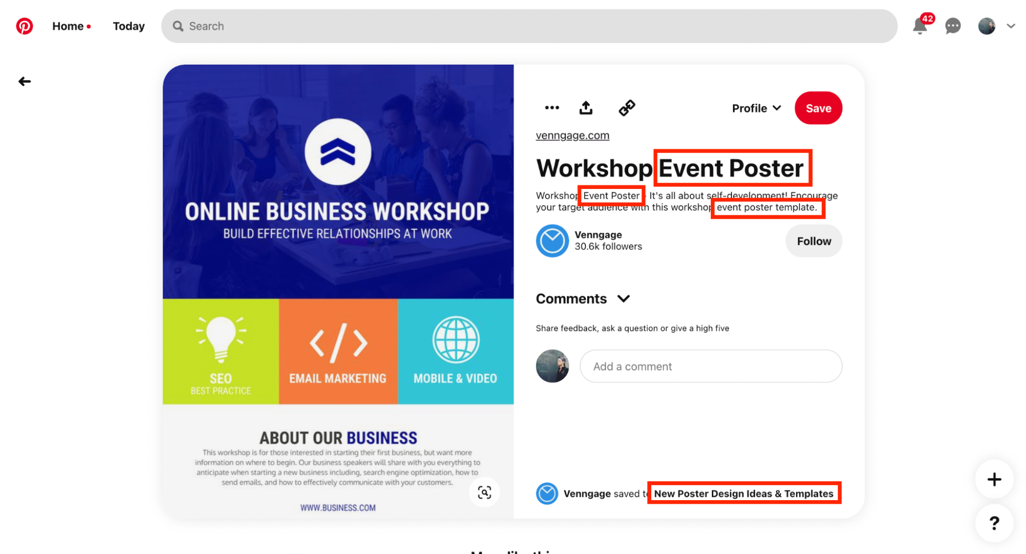 Pin optimisé sur Pinterest