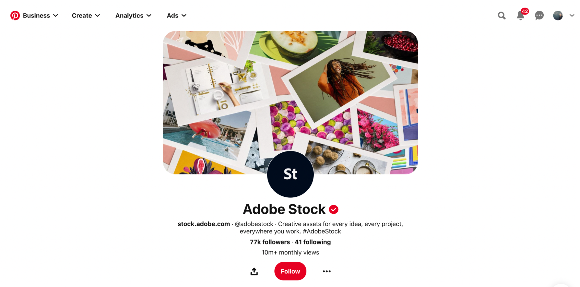 Page Pinterest d'Adobe Stock