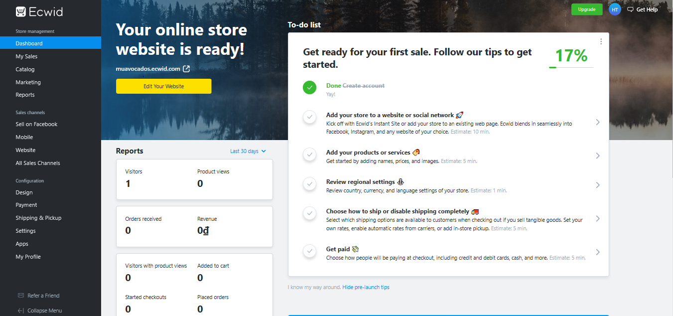 Panel kontrolny Ecwid