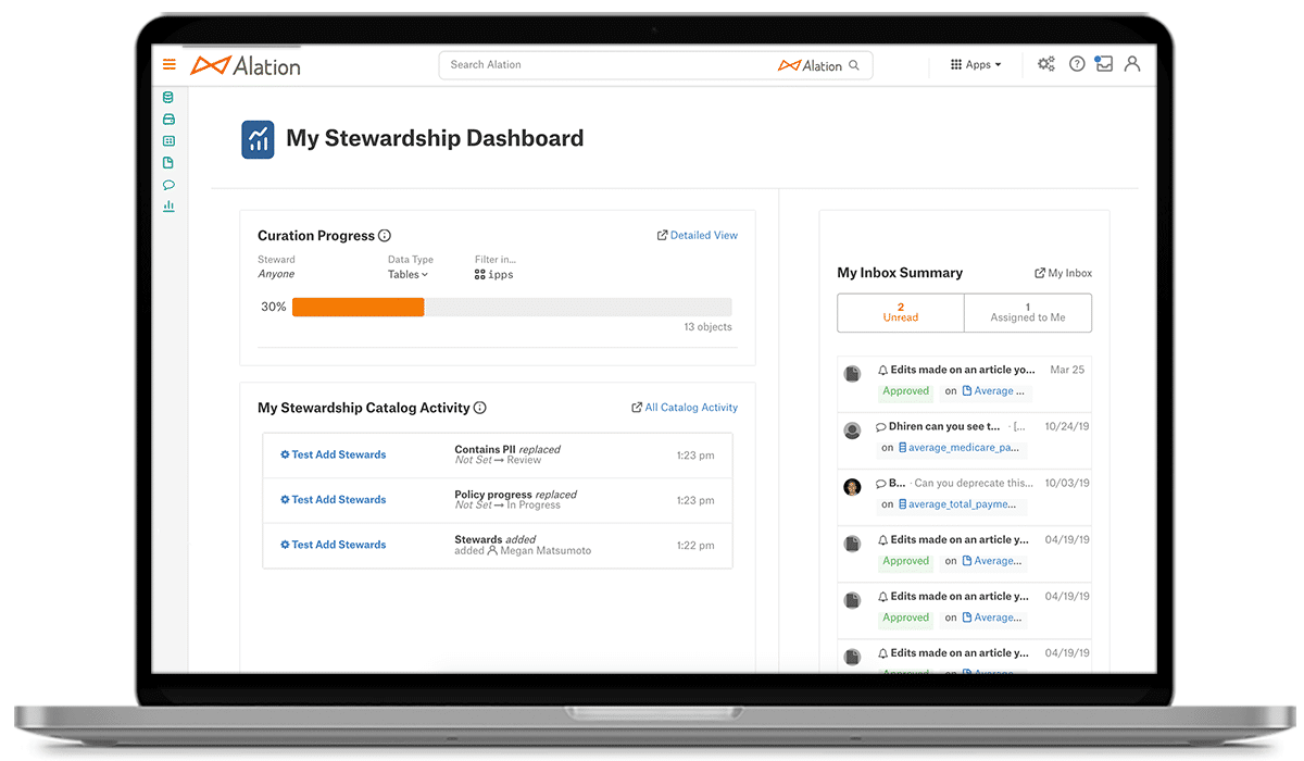 Alation: Datenverwaltungs-Dashboard