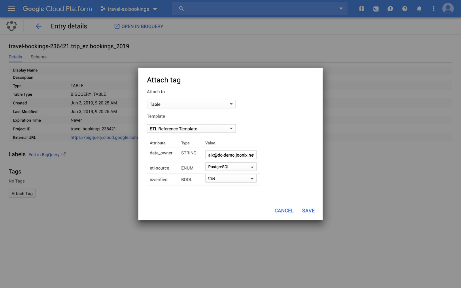 Google Cloud Data Catalog-Tags