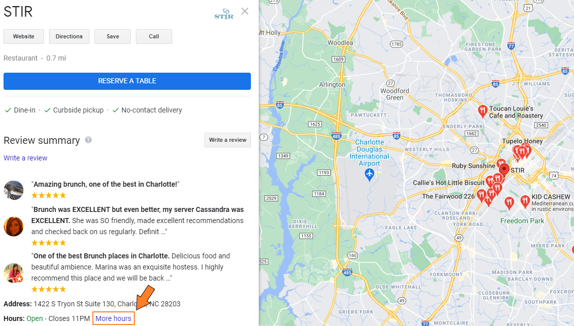 Больше часов в списке ресторанов