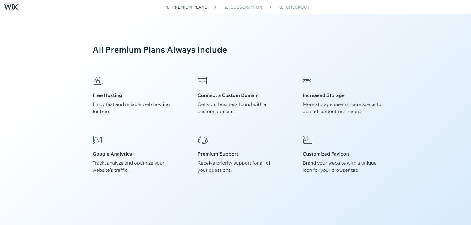 高级 Wix 计划的共同特征比较 Wix 与 Squarespace 文章