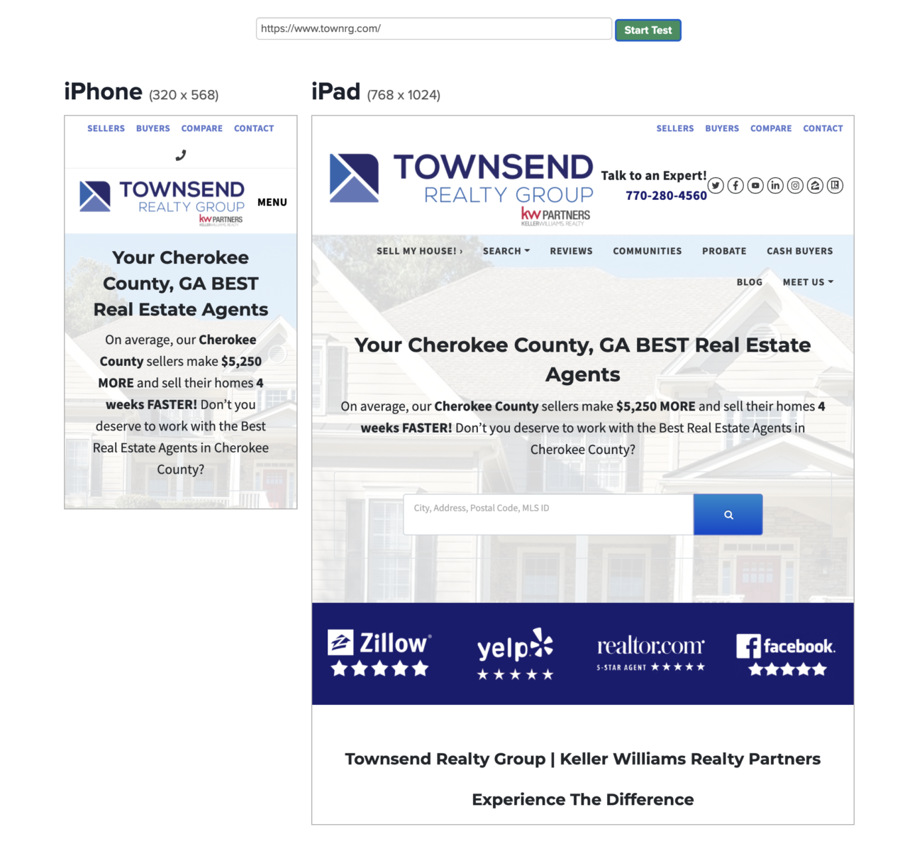 房地產網站移動友好測試