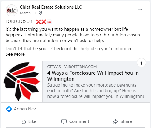 Facebook 帖子示例