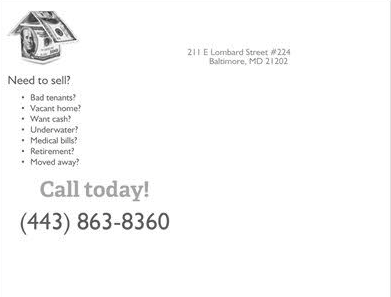 需要賣你家的直郵信示例