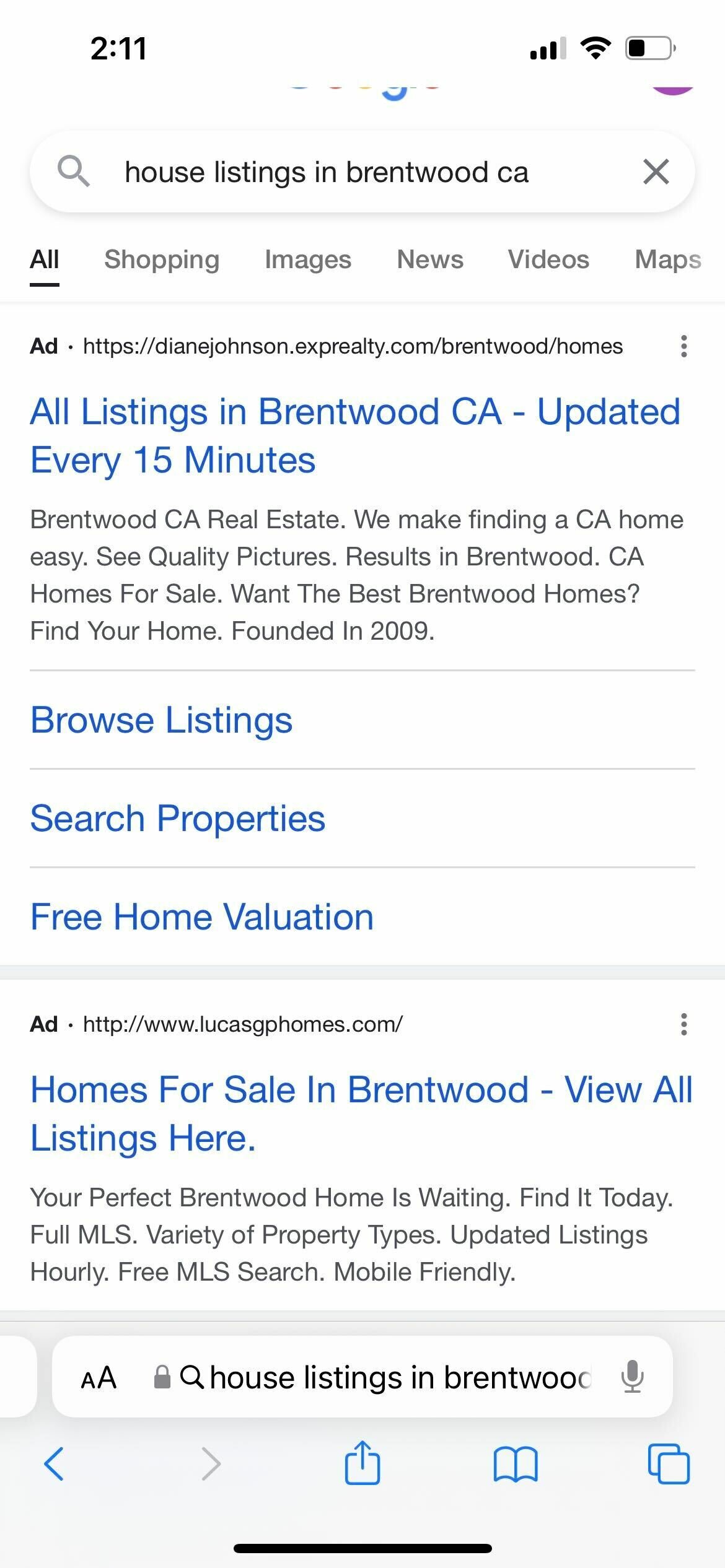 谷歌房地產移動廣告示例