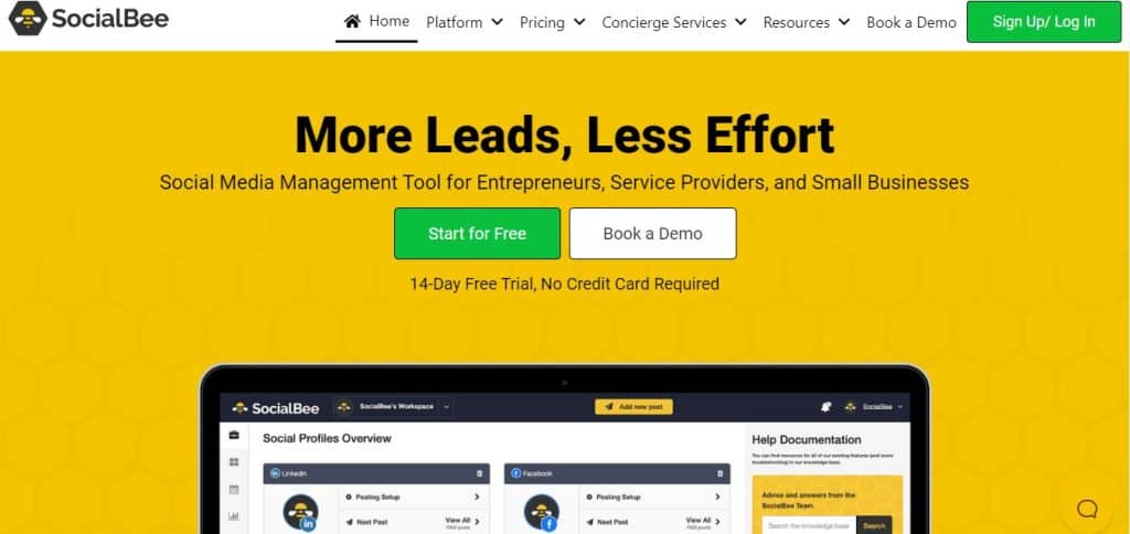 Strona docelowa SocialBee