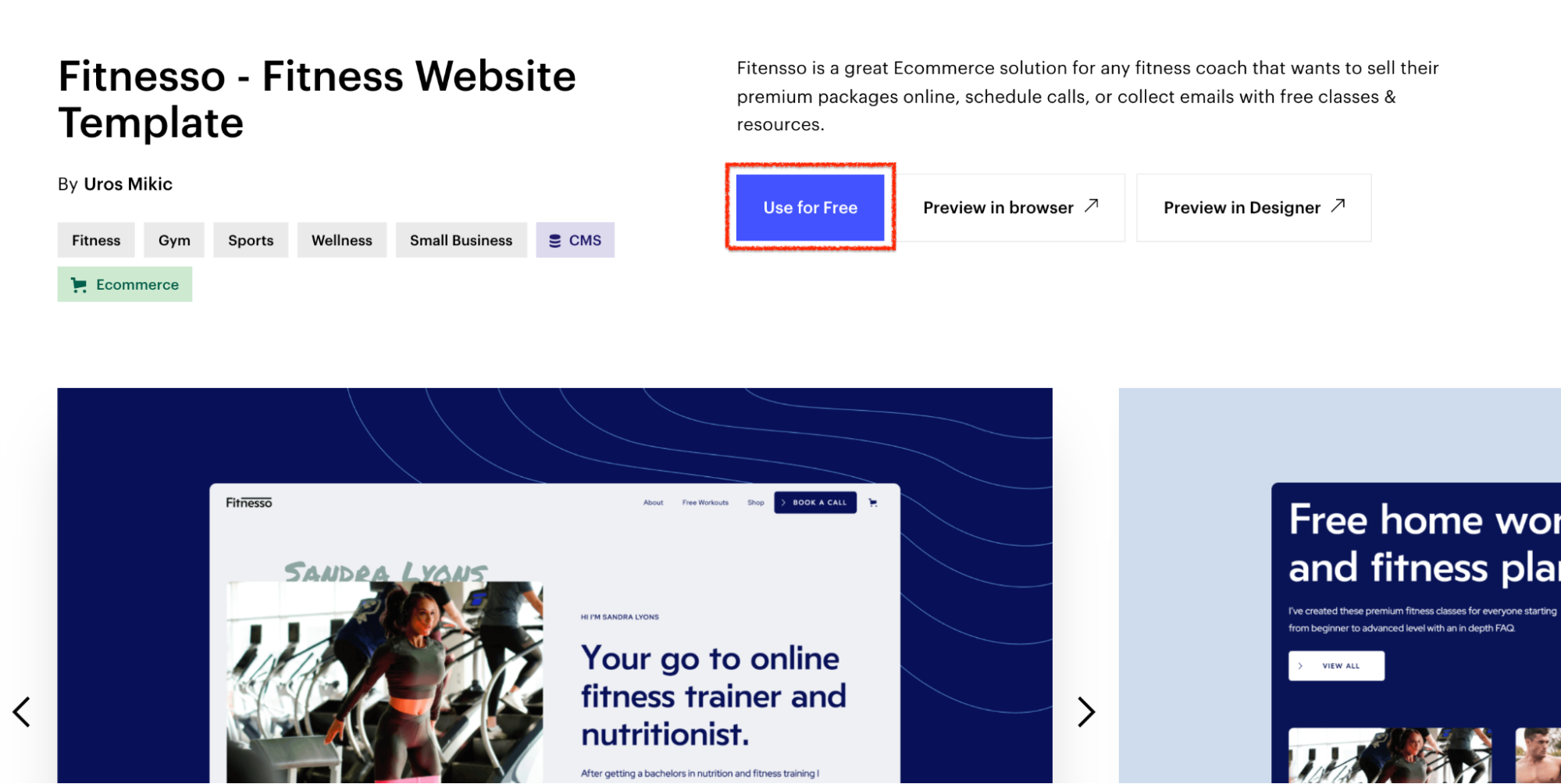 เทมเพลต Fitnesso ให้ใช้ฟรี