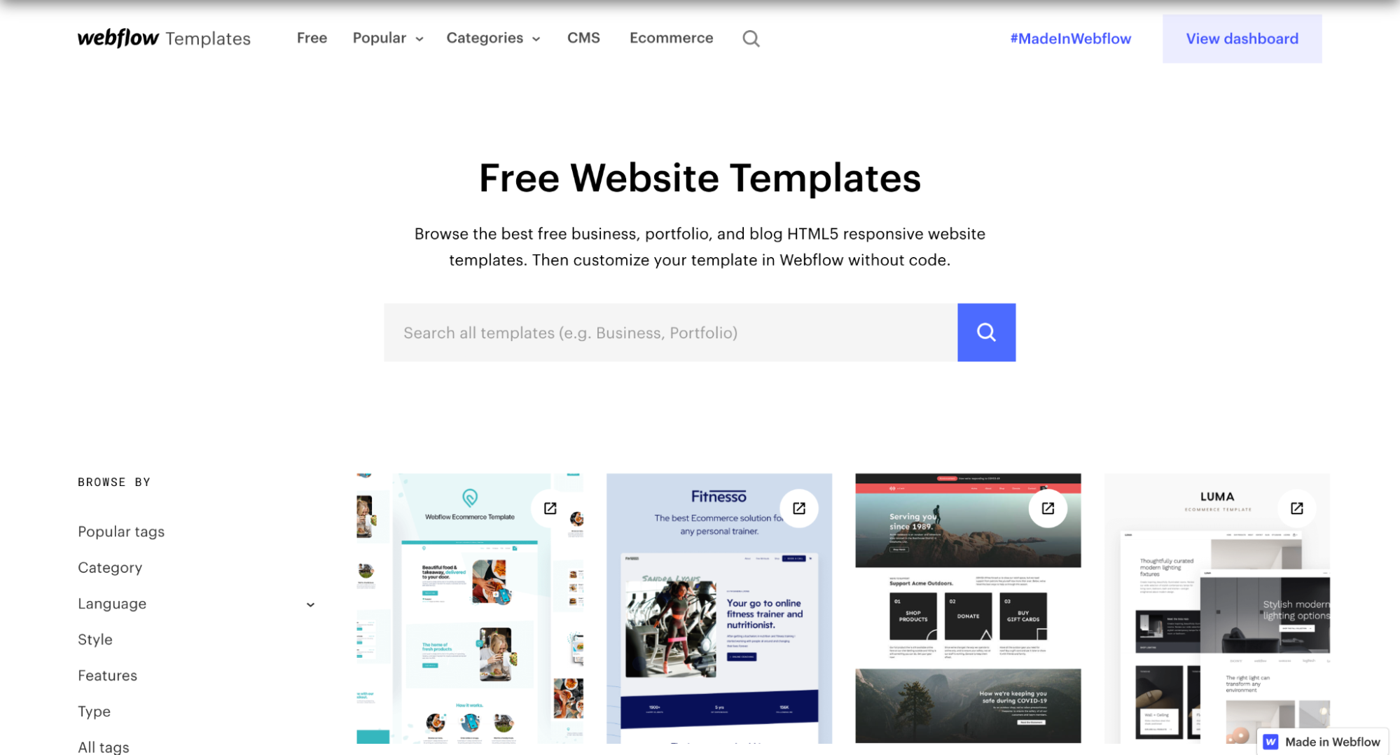 เว็บโฟลว์ เทมเพลตเว็บไซต์ฟรี