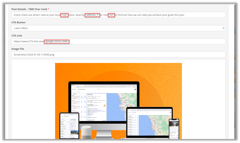 Google Posts Inserción de texto dinámico 2021 Mejoras 01