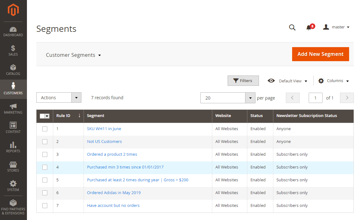 Segmentacja klientów na Magento Commerce Cloud