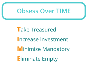 Зацикливаться на ВРЕМЕНИ: брать ценное, увеличивать инвестиции, минимизировать обязательное, устранять пустое