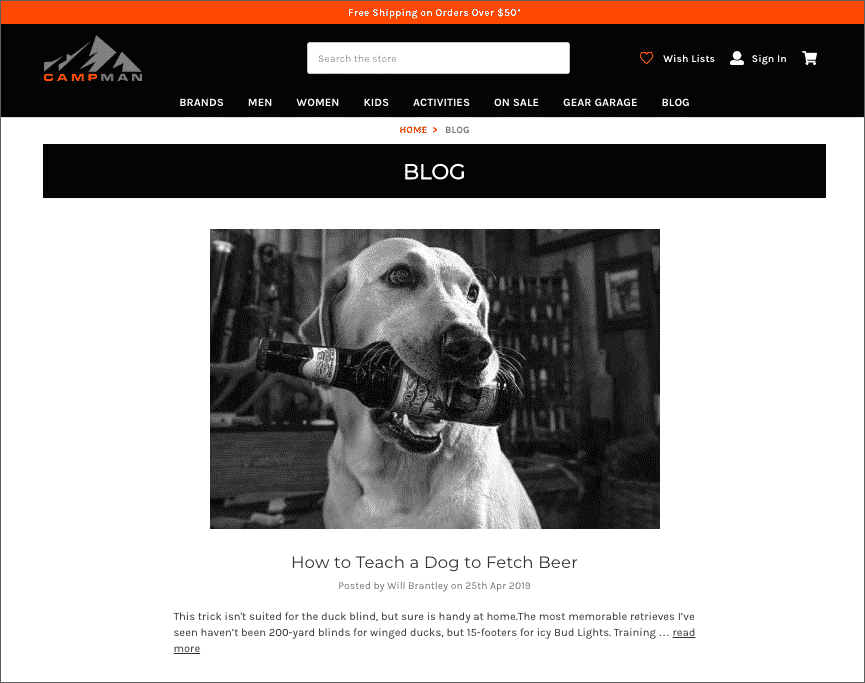 Le blog de commerce électronique de Campman