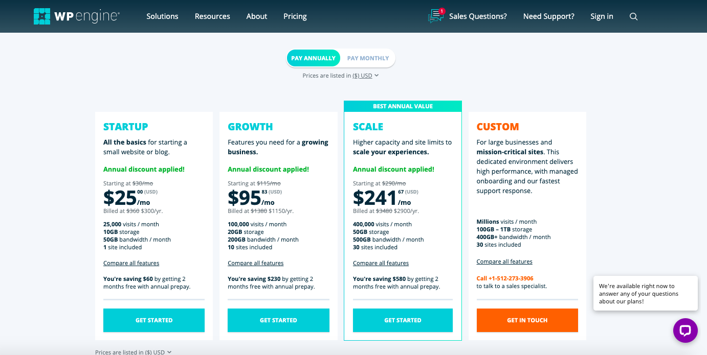 Plan cenowy WP Engine