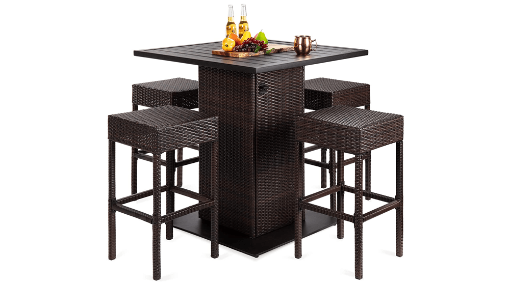 Best Choice Products Set da 5 pezzi da bar in vimini per esterni per patio