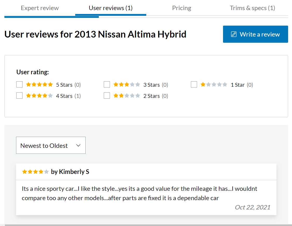 CarGurusレビューの例