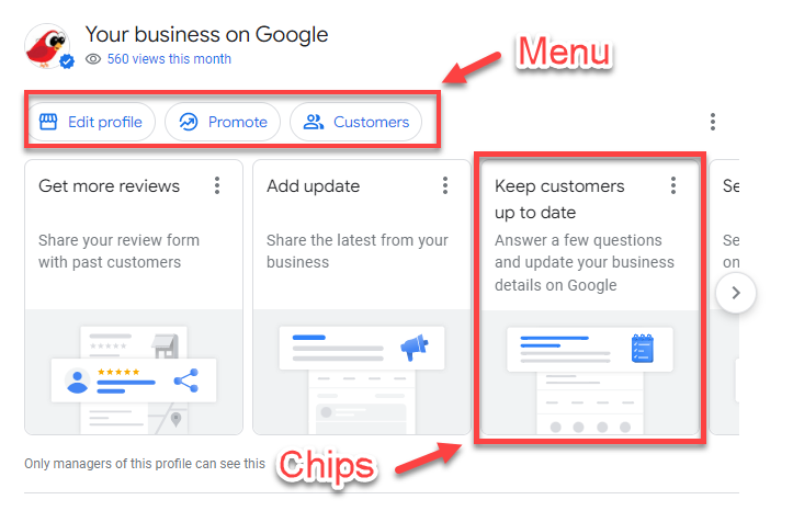 Ejemplo de fichas de menú