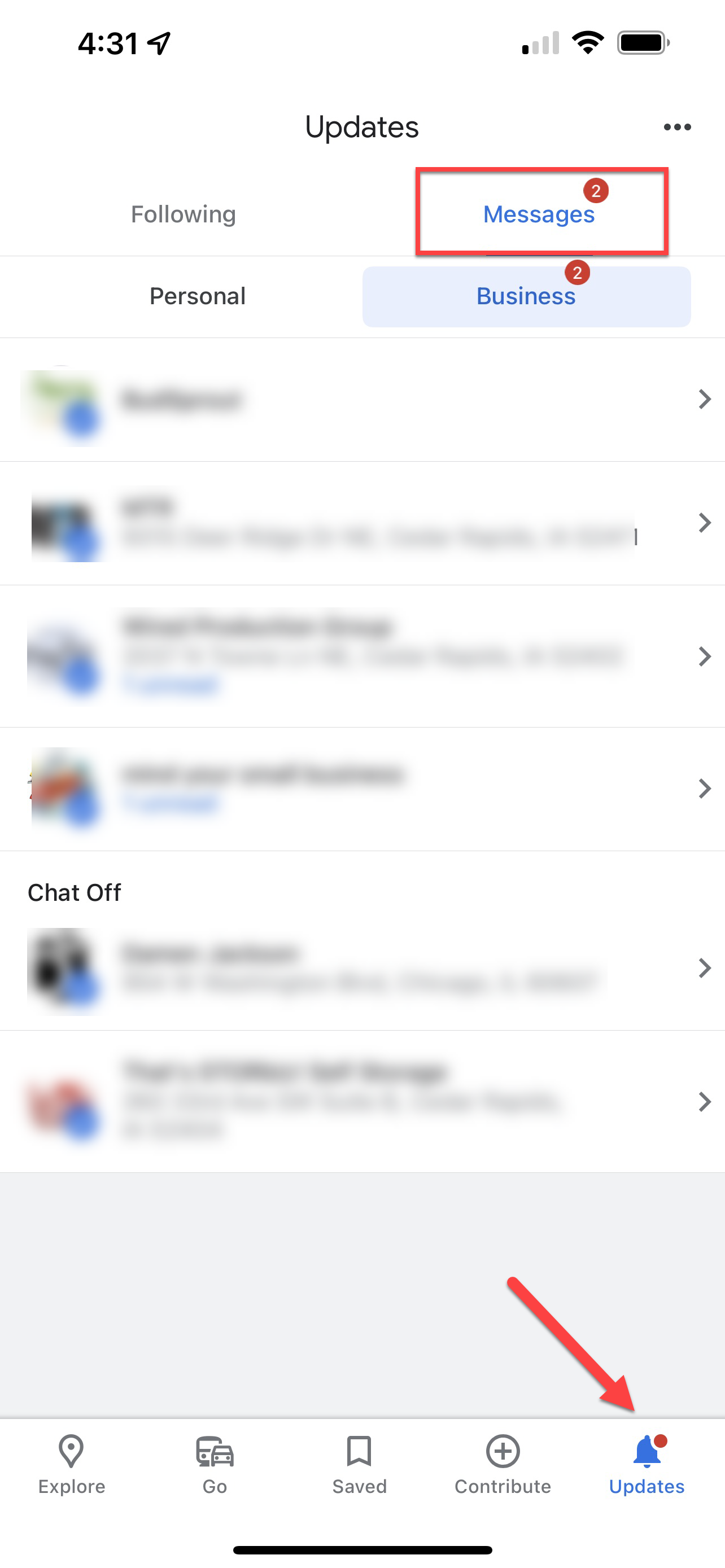 Ejemplo de actualizaciones