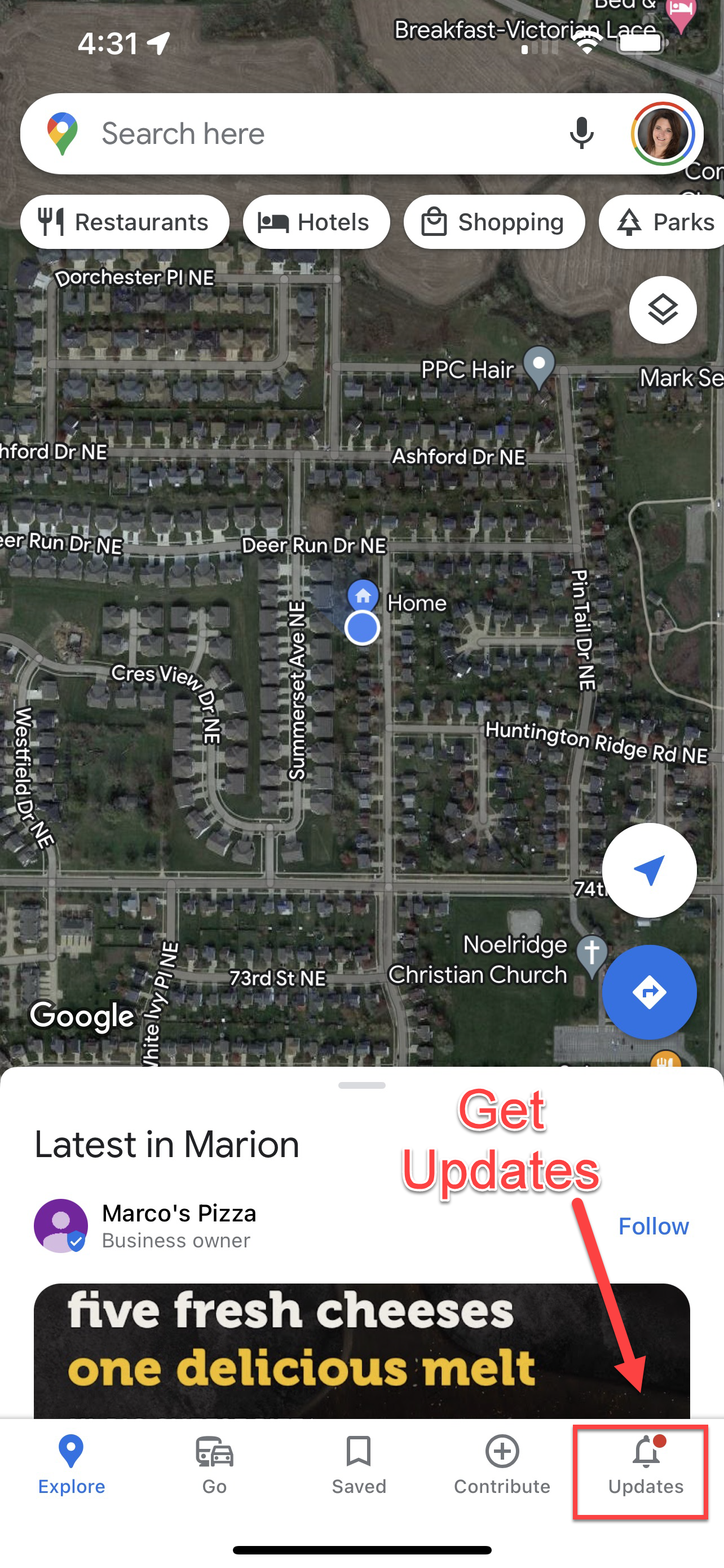 Obtener actualizaciones de Maps Ejemplo