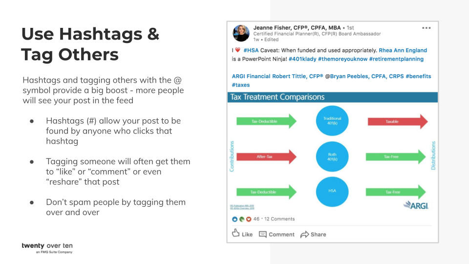 ハッシュタグとタグ付けの使用
