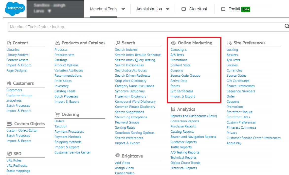 Narzędzia marketingu online Salesforce Commerce Cloud