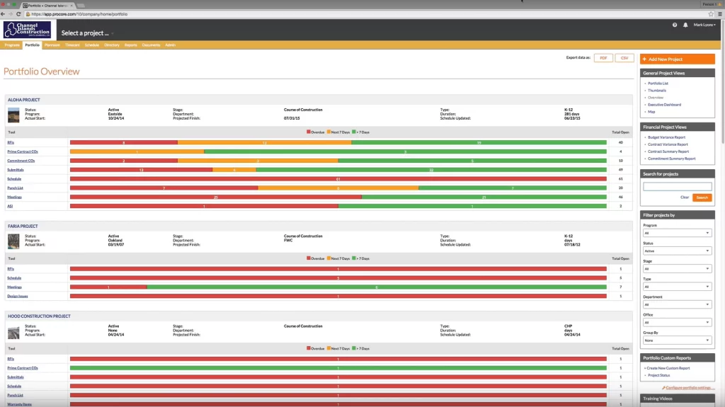 Procore 的施工管理软件与产品组合概览